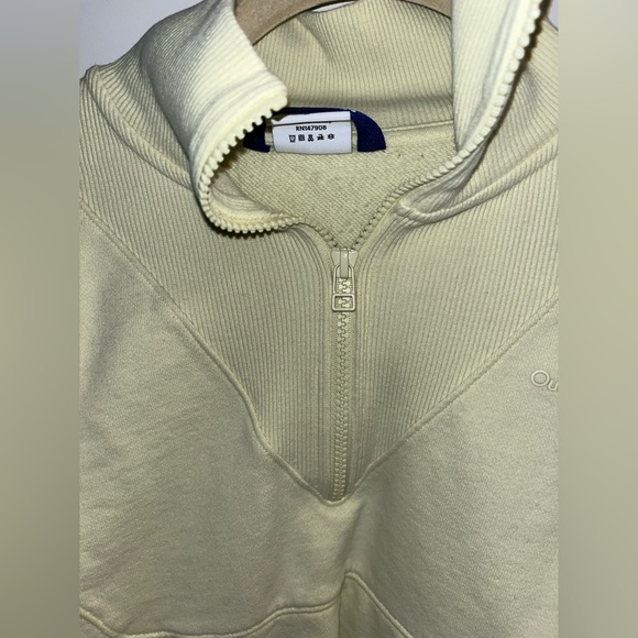 Outdoor Voices Cotton Terry 1/2 Zip Sweatshirt, M, light yellow - Picture 6 of 6